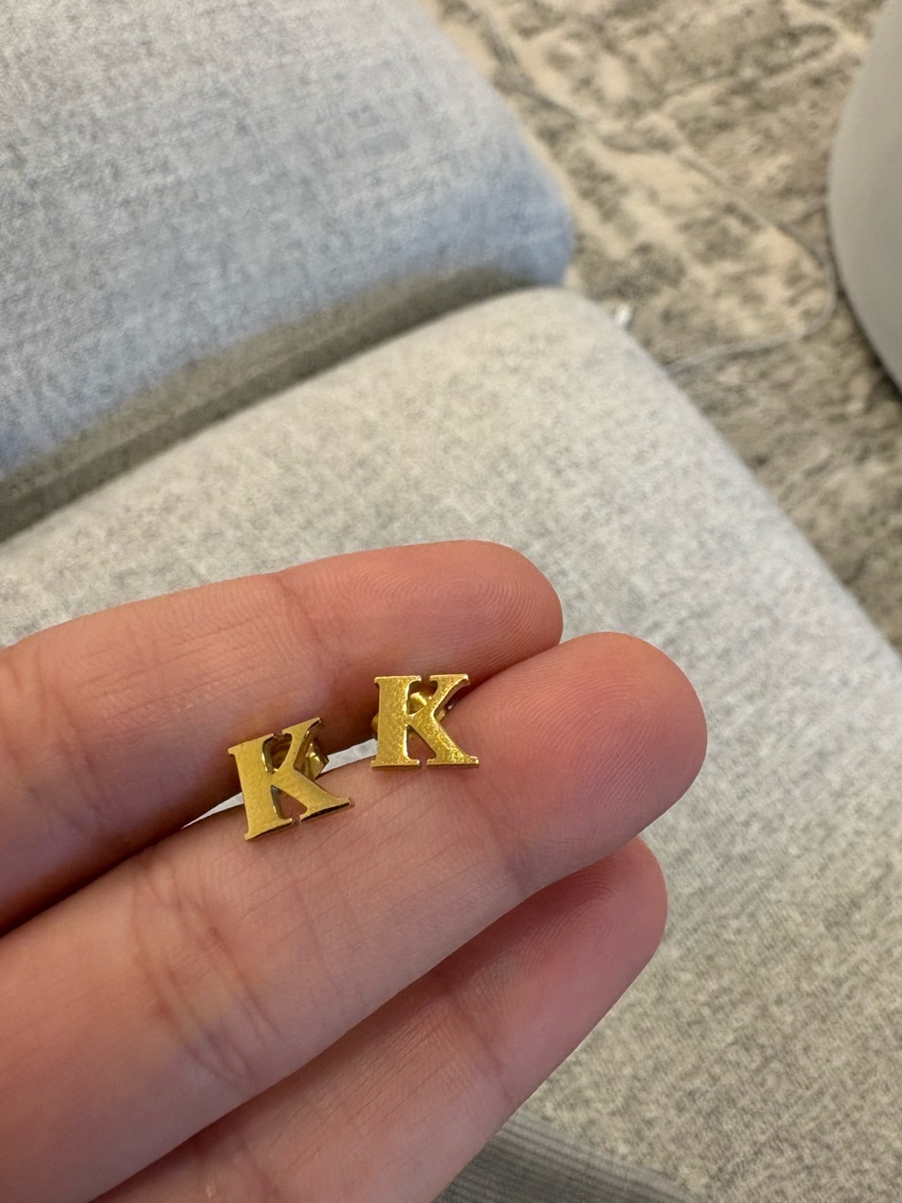 'K' Stud Earrings - Single Letter Pair